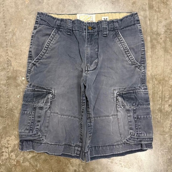 Vintage Other - Vintage Y2K Navy Faded Baggy Skater Cargo Shorts Mens 32 Heavyweight Cotton